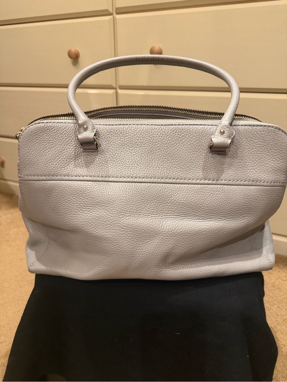 Kate Spade New York Pebbled Leather Satchel – Light Gray/Dove Grey - Picture 2 of 7